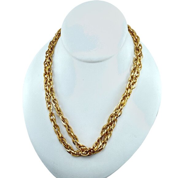 Vintage Vendome Gold Tone Double Strand Rope Chain Necklace 24 Inch - Picture 1 of 4